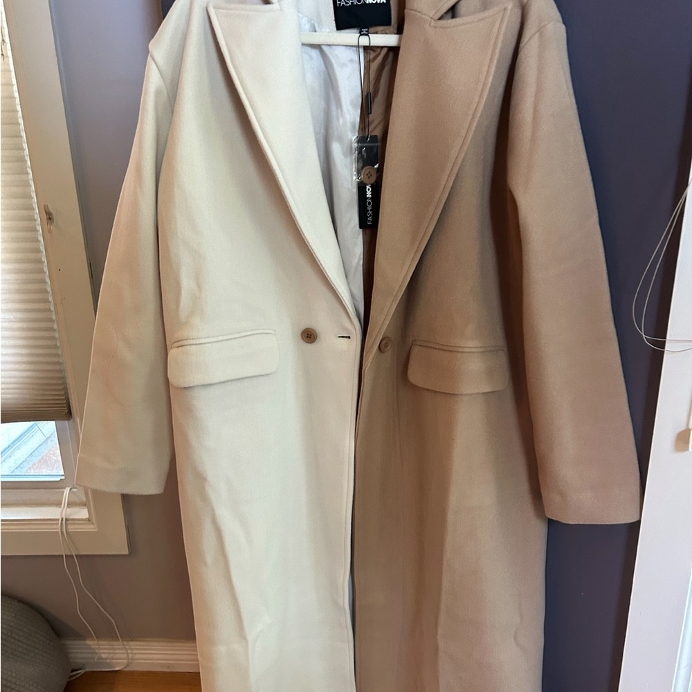 Fashion Nova Color block two faced Tan Trench Coat